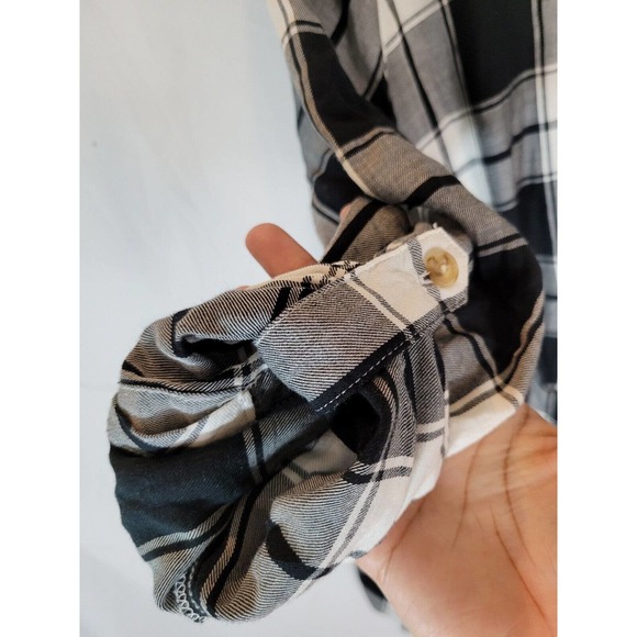 Abercrombie and Fitch Plaid Twist Front Button Down Dress Large Black and White - Picture 4 of 6